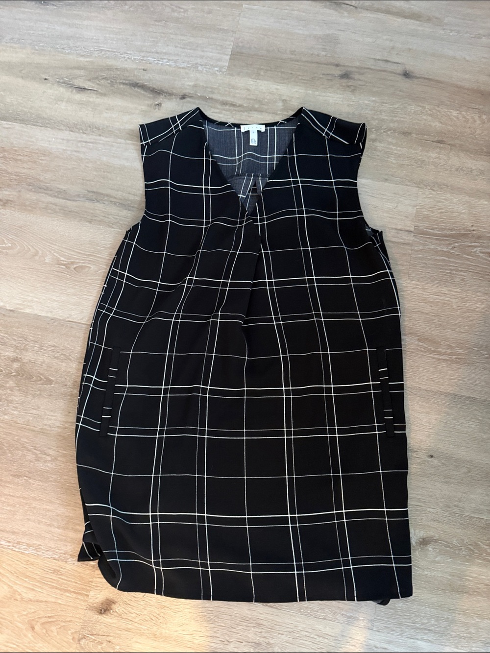 Leith Black and White Windowpane Midi Dress